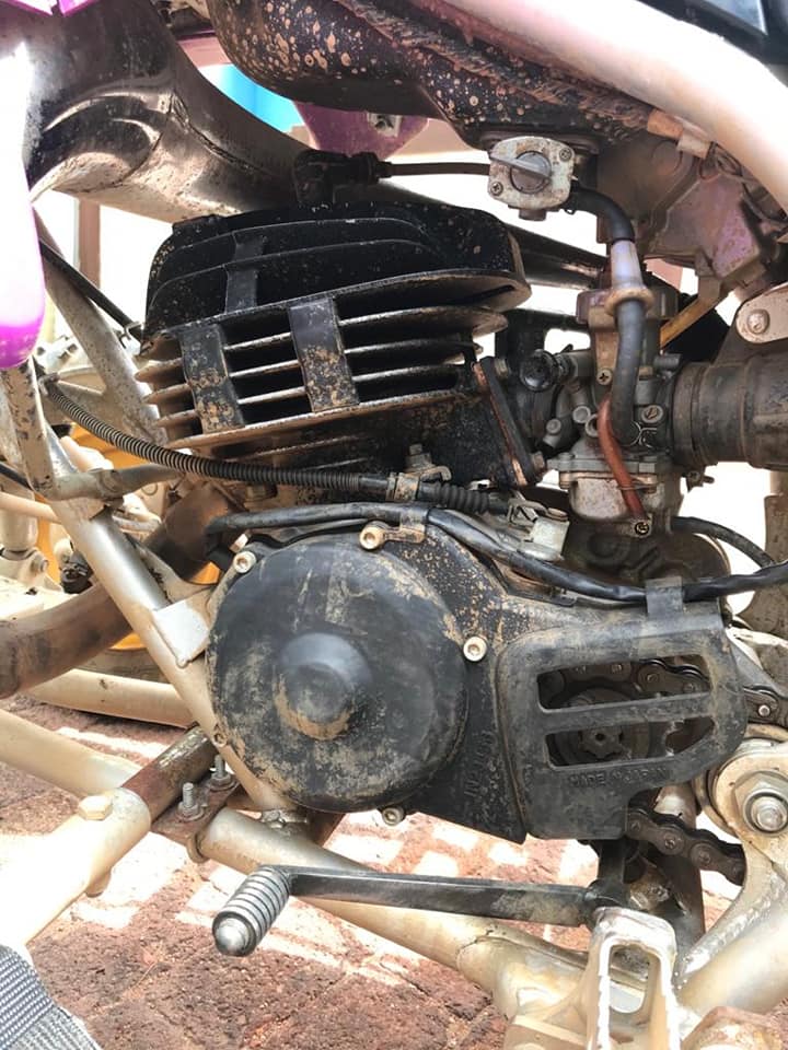 Motorcycle engine cleaning - before